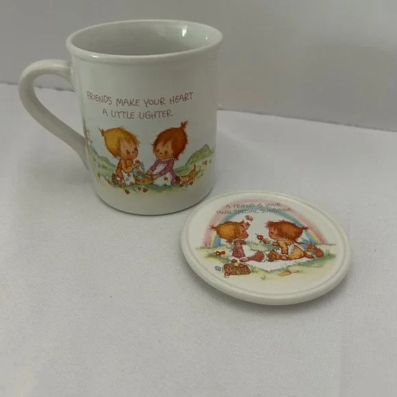 Vintage Mug with Lid Friends Make Your Day‎ Special Sunshine Ceramic - Picture 2 of 5